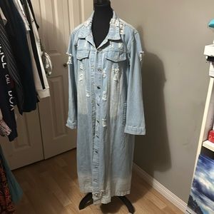 Distressed, light blue, Jean, long jacket